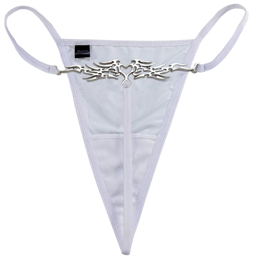 Heart tattoo thong | White