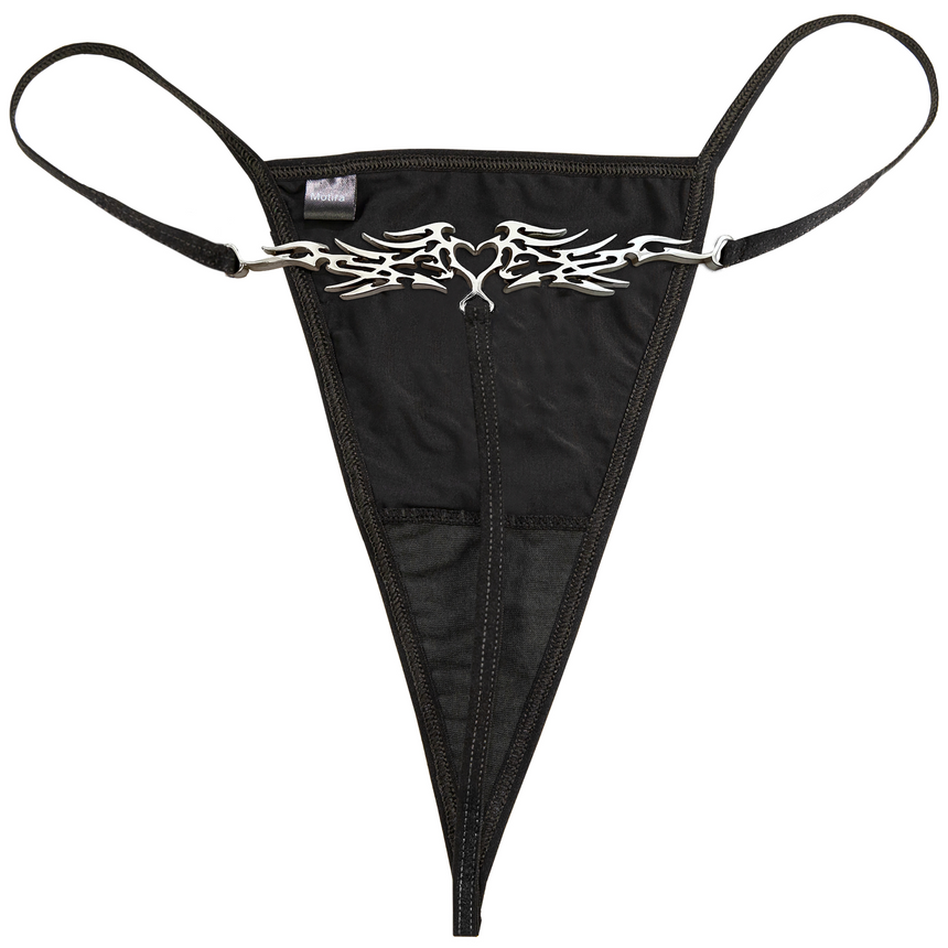 Heart tattoo thong | Black